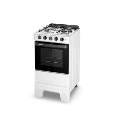 Fogão de Piso 4 Bocas a Gás Esmaltec Ideal Pop 4120 Mesa Inox Branco Acendimento Manual
