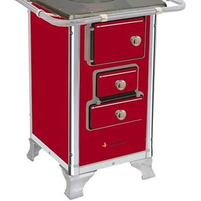 Fogão a Lenha Tradicional Venâncio No00 Vermelho com Tampa e Forno em Aço Carbono