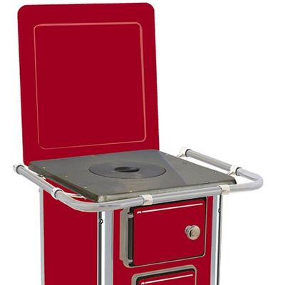 Fogão a Lenha Tradicional Venâncio No00 Vermelho com Tampa e Forno em Aço Carbono
