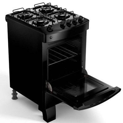 Fogão de Piso 4 Bocas Consul Mesa Esmaltada Acendimento Automático Preto Bivolt