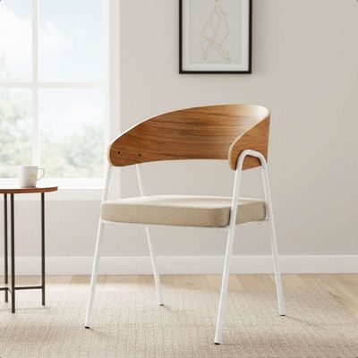 Poltrona Aero Cadeira Decorativa Com Apoio Caramelo Overseas Caemmun Branco