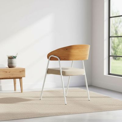 Poltrona Aero Cadeira Decorativa Com Apoio Caramelo Overseas Caemmun Branco