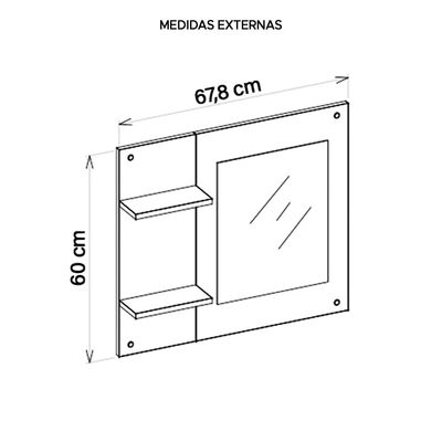 Painel Espelho Towel Multifuncional Banheiro Caemmun Branco Tx