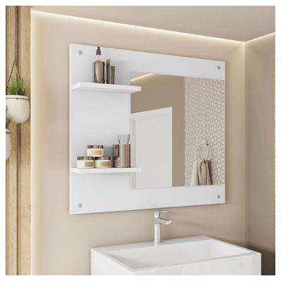 Painel Espelho Towel Multifuncional Banheiro Caemmun Branco Tx