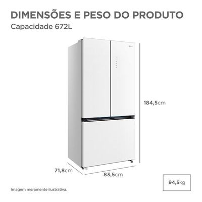 Geladeira Midea Multidoor Frost Free Inverter 672L MDRM905MMD013 Branca Bivolt