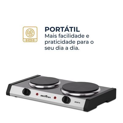 Fogão Elétrico Britânia 2 Bocas Aço Inox BFG01A 127V