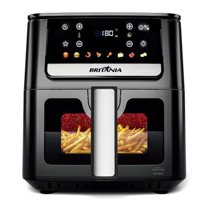 Air Fryer Britânia 6,5L Redstone Visor Glass 1700W BAF65A 220V