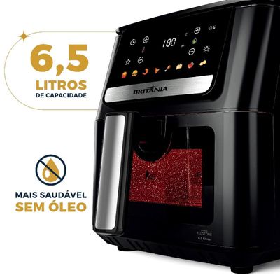 Air Fryer Britânia 6,5L Redstone Visor Glass 1700W BAF65A 127V