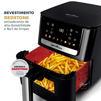 Air Fryer Britânia 6,5L Redstone Visor Glass 1700W BAF65A 127V