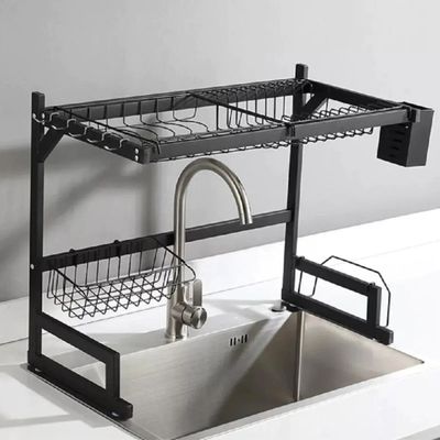Organizador Cozinha Escorredor Louça 65cm Aço Inoxidável com Suporte Talheres Pratos Copos