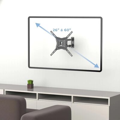 Suporte TV Parede Triarticulado 400x400 Ajuste Inclinação 90° Extensão 5-42cm