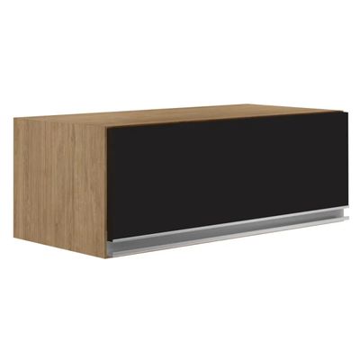 Armário de Cozinha Aéreo Geladeira 70cm Basculante Mavi L06 - D'Ross Castanho e Preto