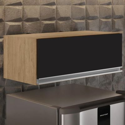 Armário de Cozinha Aéreo Geladeira 70cm Basculante Mavi L06 - D'Ross Castanho e Preto