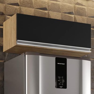 Armário de Cozinha Aéreo Geladeira 70cm Basculante Mavi L06 - D'Ross Castanho e Preto