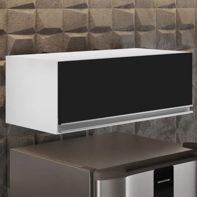 Armário de Cozinha Aéreo Geladeira 70cm Basculante Mavi L06 - D'Ross Branco e Preto
