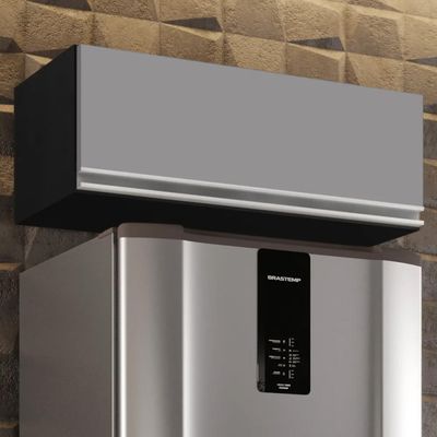 Armário de Cozinha Aéreo Geladeira 70cm Basculante Mavi L06 - D'Ross Preto e Cinza
