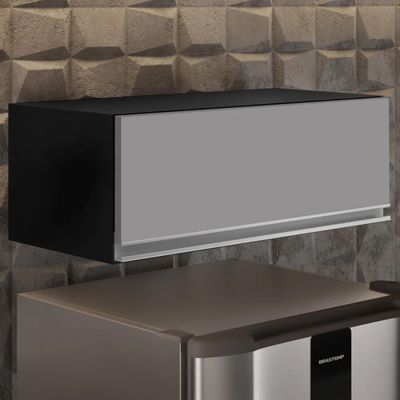 Armário de Cozinha Aéreo Geladeira 70cm Basculante Mavi L06 - D'Ross Preto e Cinza