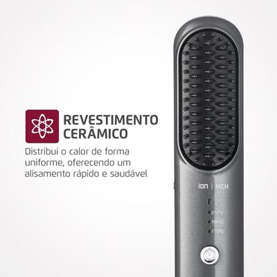 Escova Alisadora Portátil Space Shine Go Mondial Cinza Bivolt - EA-08 Bivolt