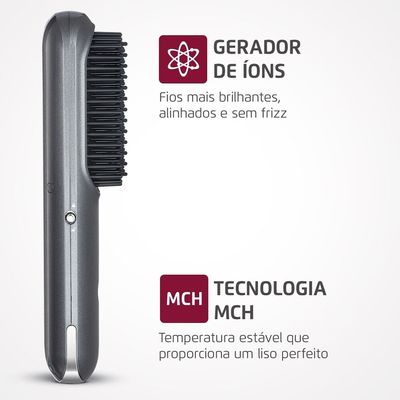 Escova Alisadora Portátil Space Shine Go Mondial Cinza Bivolt - EA-08 Bivolt