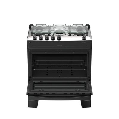 Fogão 5 Bocas Atlas Mônaco Top Automático Mesa Inox Preto Bivolt