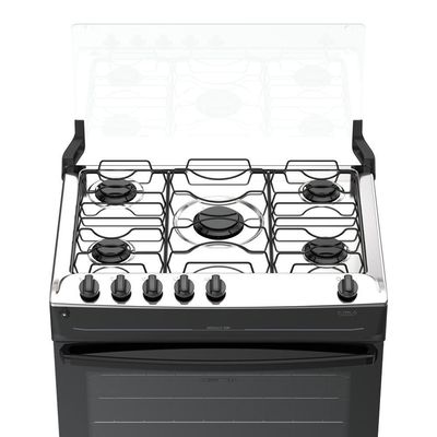 Fogão 5 Bocas Atlas Mônaco Top Automático Mesa Inox Preto Bivolt
