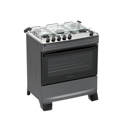 Fogão 5 Bocas Atlas Mônaco Top Automático Mesa Inox Titanium Bivolt