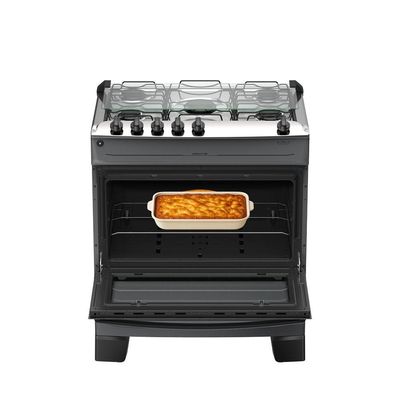 Fogão 5 Bocas Atlas Mônaco Top Automático Mesa Inox Titanium Bivolt