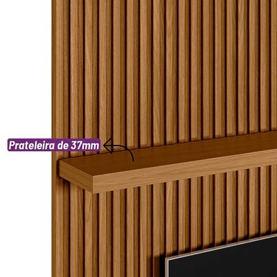 Painel TV 60" 219cm Nicho Suspenso Prateleira Marisa Nature Fosco L04 - D'Rossi