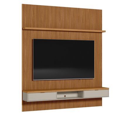 Painel TV 60" 219cm Nicho Suspenso Prateleira Marisa Nature Fosco L04 - D'Rossi