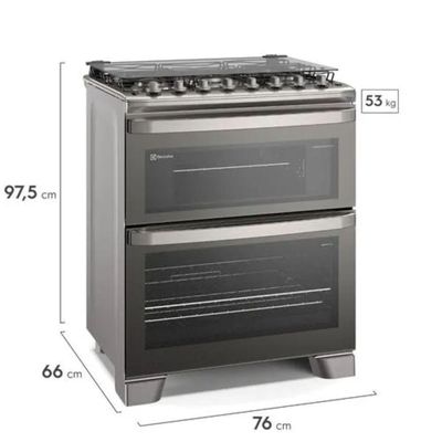 Fogão de Piso 5 Bocas Gás GLP Electrolux FE5DC Mesa Inox Cinza 110V