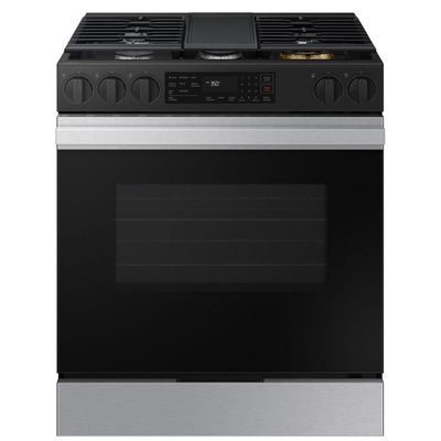 Fogão de Piso 5 Queimadores a Gás Samsung Série 3 Wi-Fi Forno 170L Preto Inox 110V