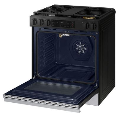 Fogão de Piso 5 Queimadores a Gás Samsung Série 3 Wi-Fi Forno 170L Preto Inox 110V