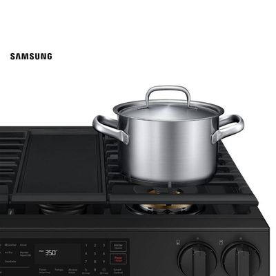 Fogão de Piso 5 Queimadores a Gás Samsung Série 3 Wi-Fi Forno 170L Preto Inox 110V