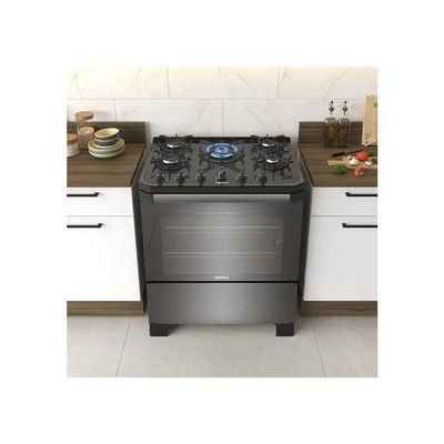 Fogão de Piso 5 Bocas Itatiaia Itamaster Ferro Fundido Automático Prata Bivolt