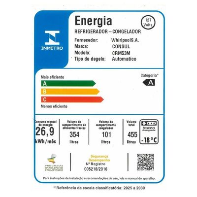 Geladeira Consul Duplex Frost Free Inverter 455L com Função Turbo Inox 220V