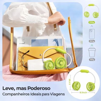 Kit Verão Conforto: Mini Ar Condicionado Portátil + Ventilador de Pescoço Rosa
