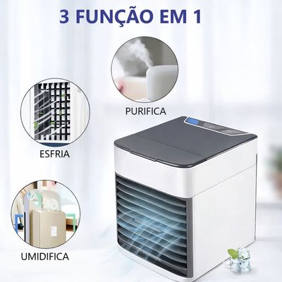 Kit Verão Conforto: Mini Ar Condicionado Portátil + Ventilador de Pescoço Azul