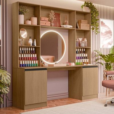 Mesa de Manicure Retangular Smart Moderno 5 Prateleiras 180CM Amadeirado Multimóveis