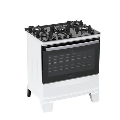 Fogão 5 Bocas Atlas Agile Up Glass Automático Mesa De Vidro Branco Bivolt