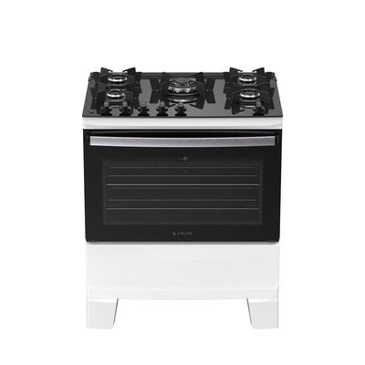 Fogão 5 Bocas Atlas Agile Up Glass Automático Mesa De Vidro Branco Bivolt