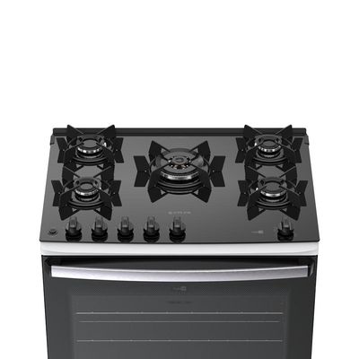 Fogão 5 Bocas Atlas Agile Up Glass Automático Mesa De Vidro Branco Bivolt