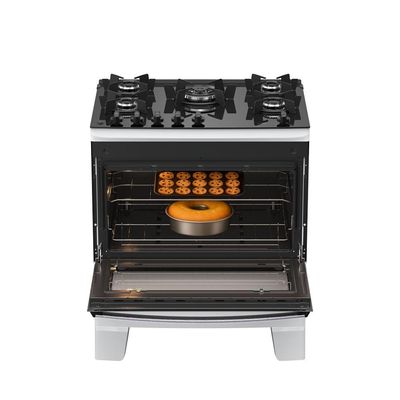 Fogão 5 Bocas Atlas Agile Up Glass Automático Mesa De Vidro Branco Bivolt