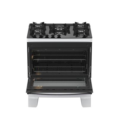 Fogão 5 Bocas Atlas Agile Up Glass Automático Mesa De Vidro Branco Bivolt