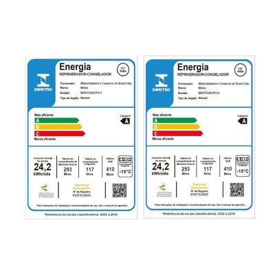 Geladeira Midea Duplex Cycle Defrost Inverter 410L Branco MDRT554EVF012 220V
