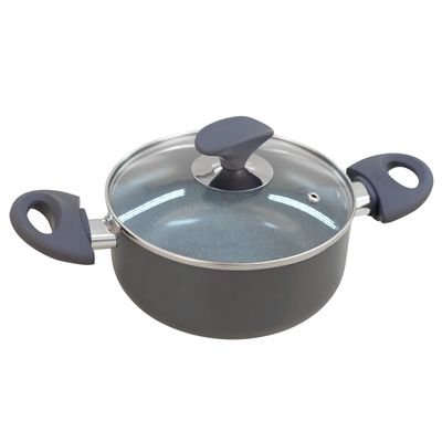 Caçarola 18cm Cerâmica Tampa de Vidro CV202378 Cazza Cinza