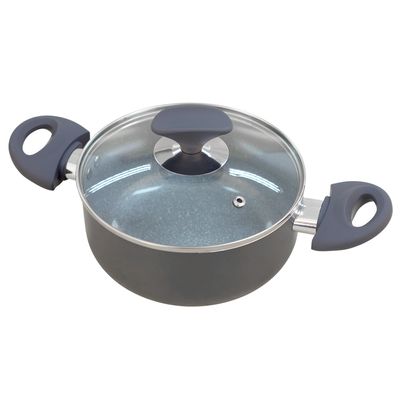 Caçarola 18cm Cerâmica Tampa de Vidro CV202378 Cazza Cinza