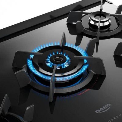 Fogão de Piso 5 Bocas Gás Atlas Supreme TC Timer Glass Titanium Mesa de Vidro Temperado Titânio