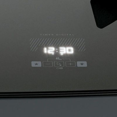 Fogão de Piso 5 Bocas Gás Atlas Supreme TC Timer Glass Titanium Mesa de Vidro Temperado Titânio