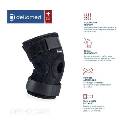 Par Joelheira Articulada Ajustável Ortho Care Dellamed unico / Preto