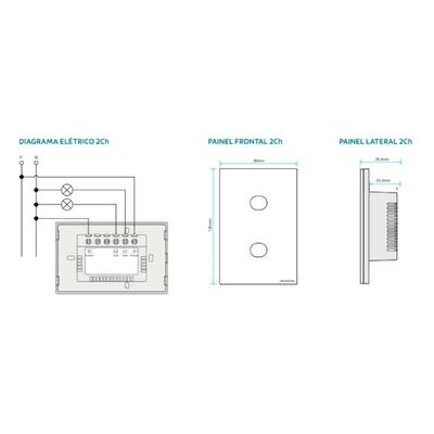Interruptor Touch Wi-Fi Smart Tramontina Branco com 2 Canais